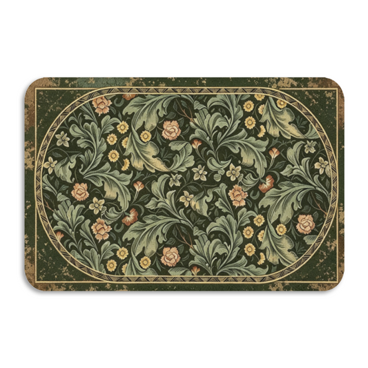 Vintage Morris Floral Diatomite Mat£üAmerican Vintage Morris Floral Diatomite Mat, Retro Style Quick Dry Absorbent Non?Slip Bathroom Rug