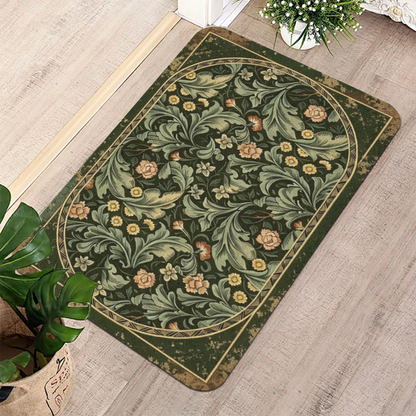 Vintage Morris Floral Diatomite Mat£üAmerican Vintage Morris Floral Diatomite Mat, Retro Style Quick Dry Absorbent Non?Slip Bathroom Rug
