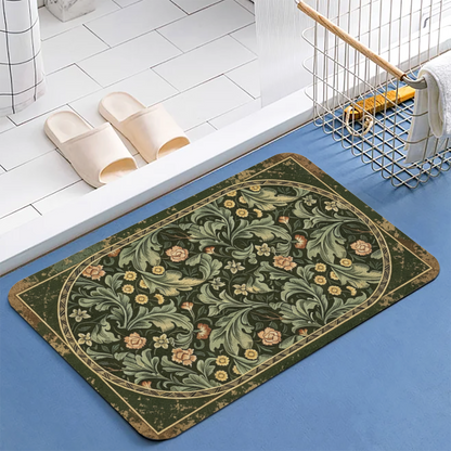Vintage Morris Floral Diatomite Mat£üAmerican Vintage Morris Floral Diatomite Mat, Retro Style Quick Dry Absorbent Non?Slip Bathroom Rug