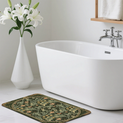Vintage Morris Floral Diatomite Mat£üAmerican Vintage Morris Floral Diatomite Mat, Retro Style Quick Dry Absorbent Non?Slip Bathroom Rug