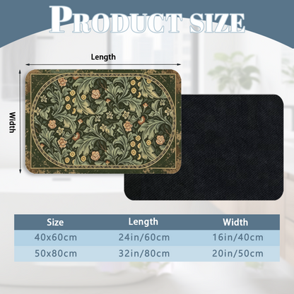 Vintage Morris Floral Diatomite Mat£üAmerican Vintage Morris Floral Diatomite Mat, Retro Style Quick Dry Absorbent Non?Slip Bathroom Rug