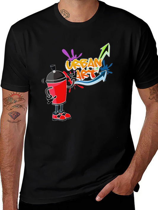 Urban Art T-Shirt - Black Crew Neck Graphic Tee