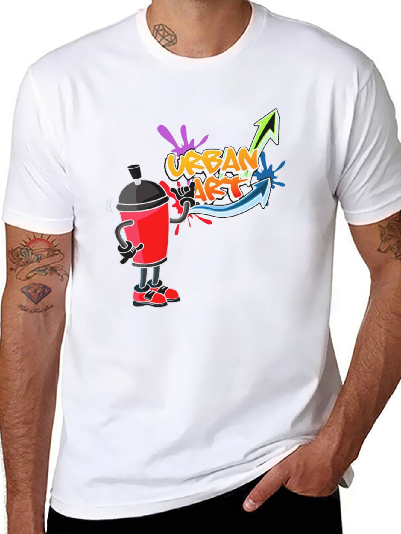 Urban Art T-Shirt - Black Crew Neck Graphic Tee