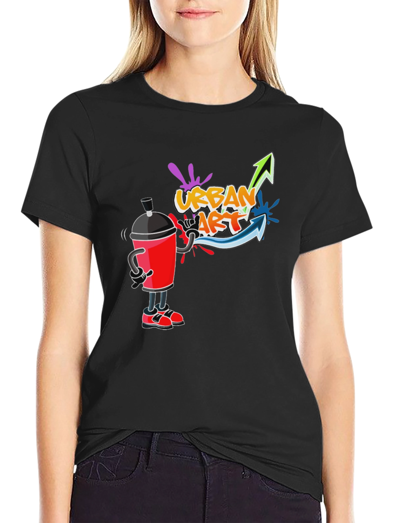 Urban Art T-Shirt - Black Crew Neck Graphic Tee