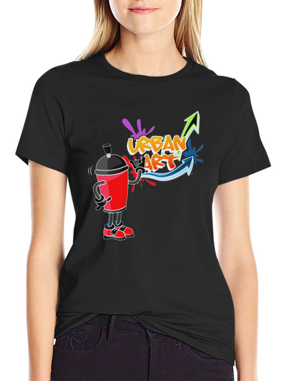 Urban Art T-Shirt - Black Crew Neck Graphic Tee