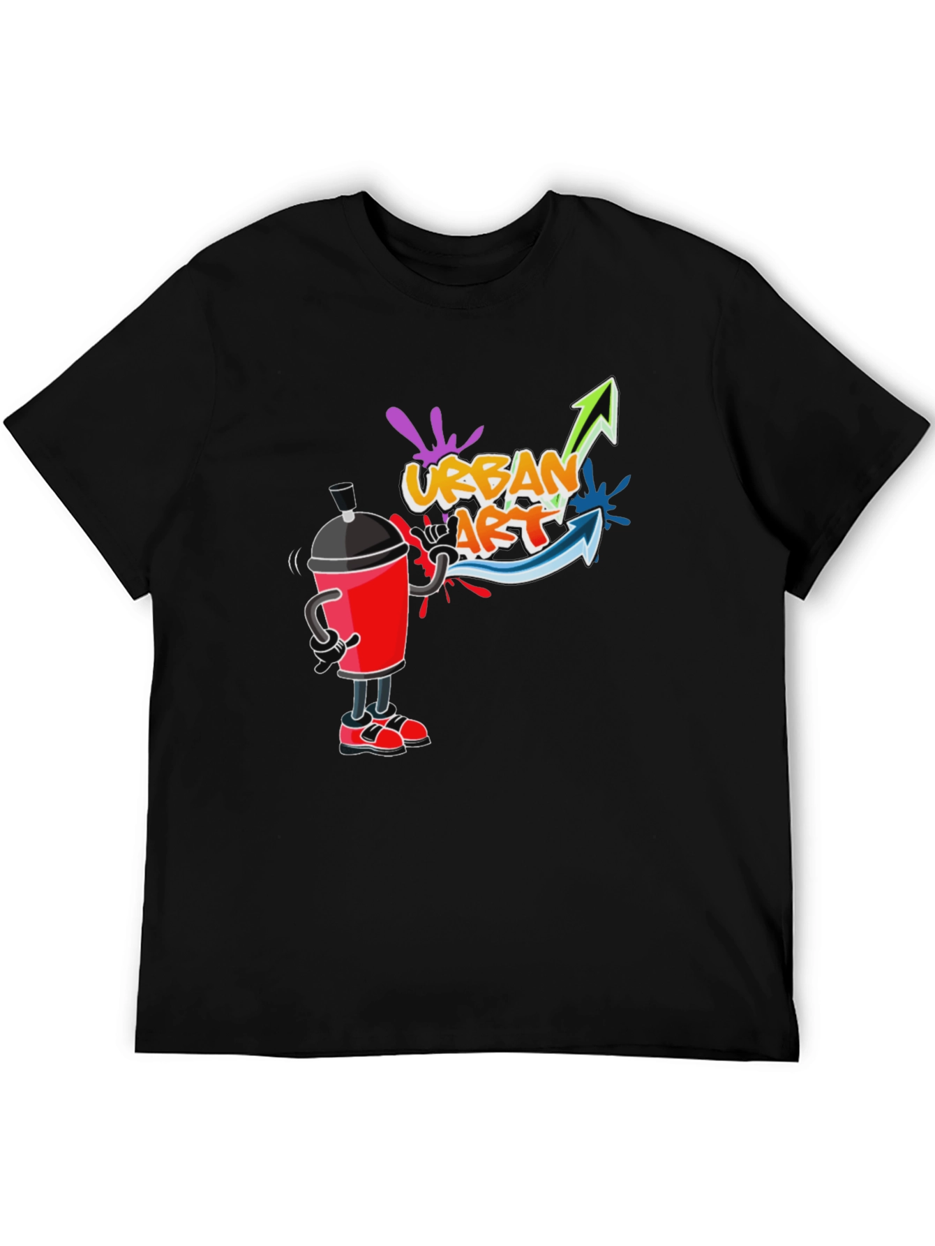 Urban Art T-Shirt - Black Crew Neck Graphic Tee