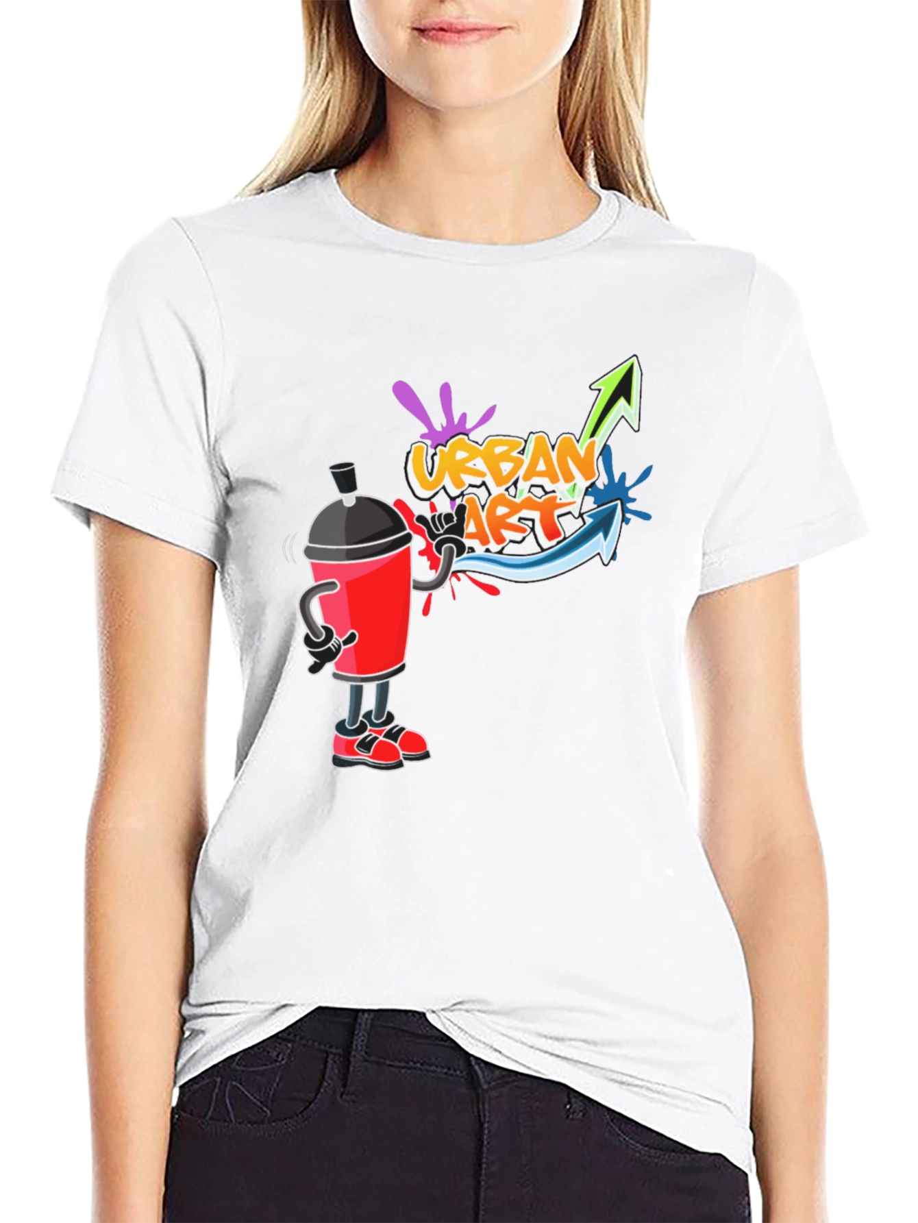 Urban Art T-Shirt - Black Crew Neck Graphic Tee