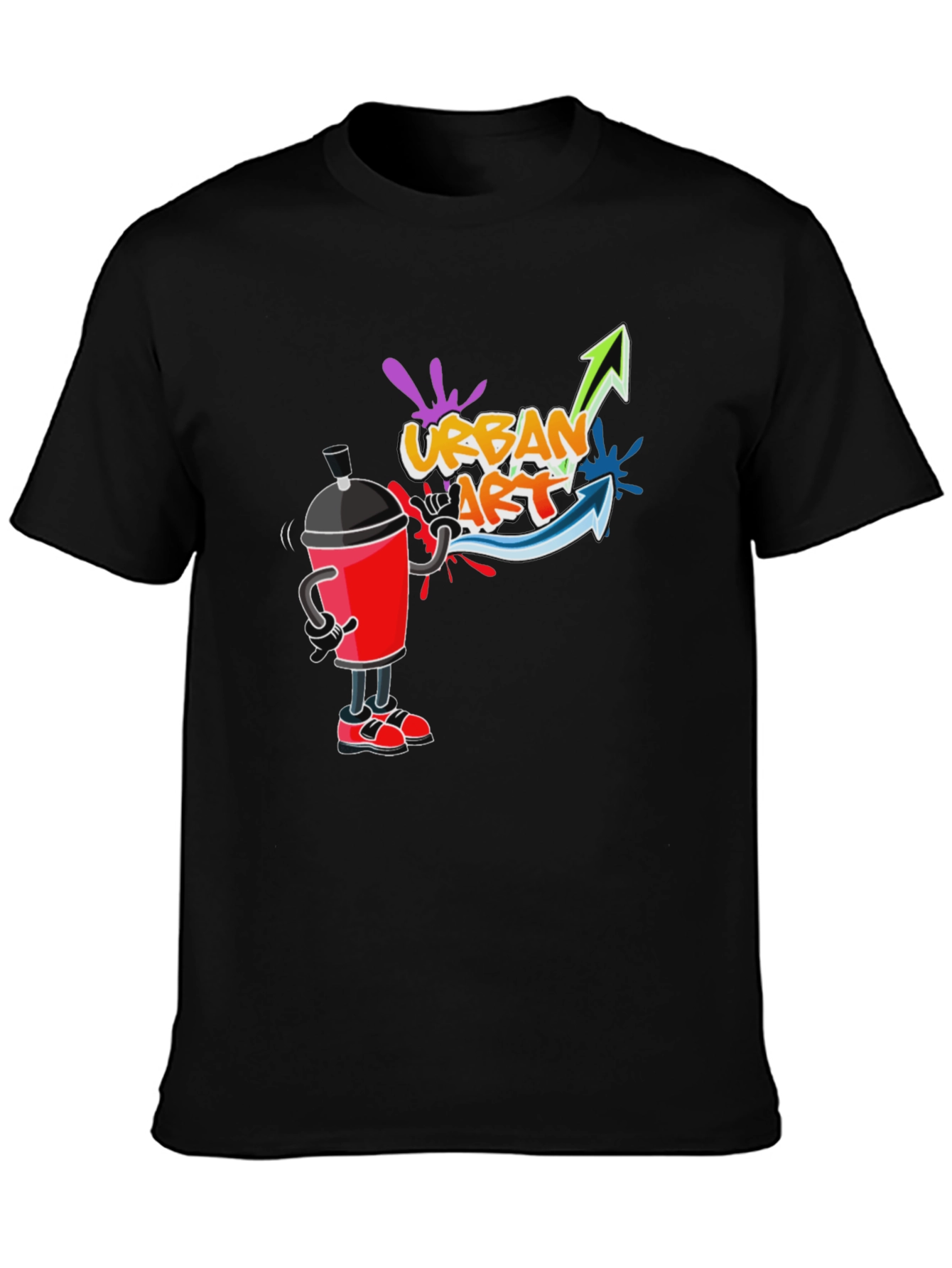 Urban Art T-Shirt - Black Crew Neck Graphic Tee