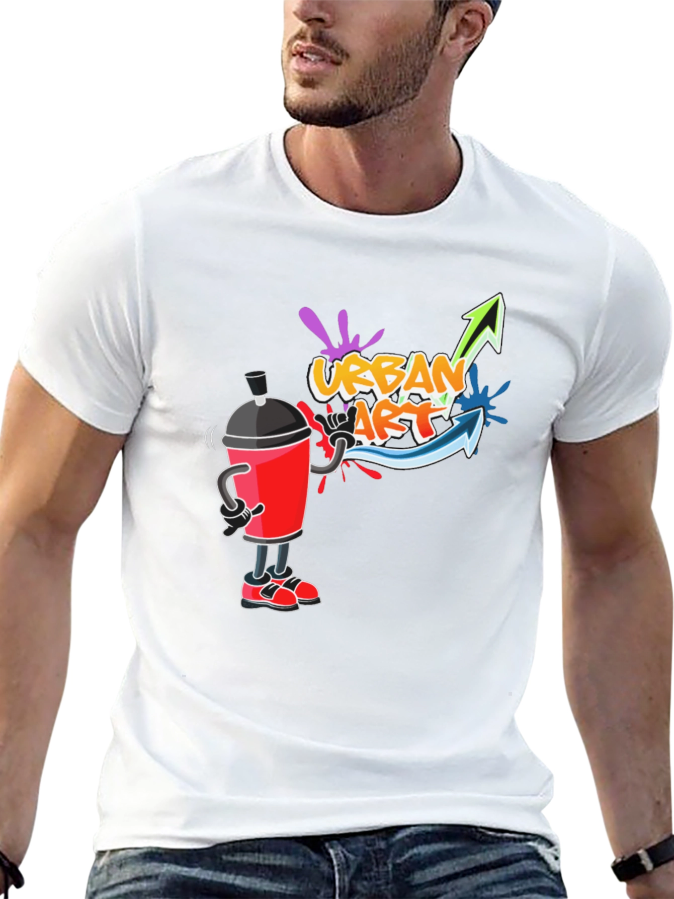 Urban Art T-Shirt - Black Crew Neck Graphic Tee