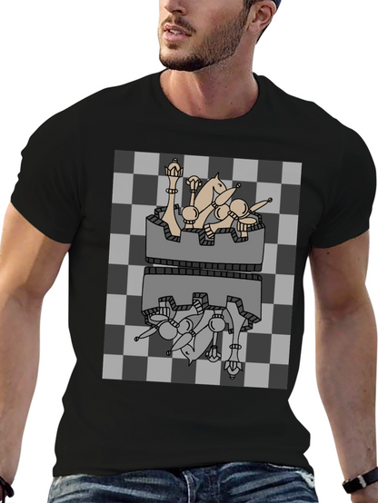 Chess Piece Reflection Graphic Tee - Black