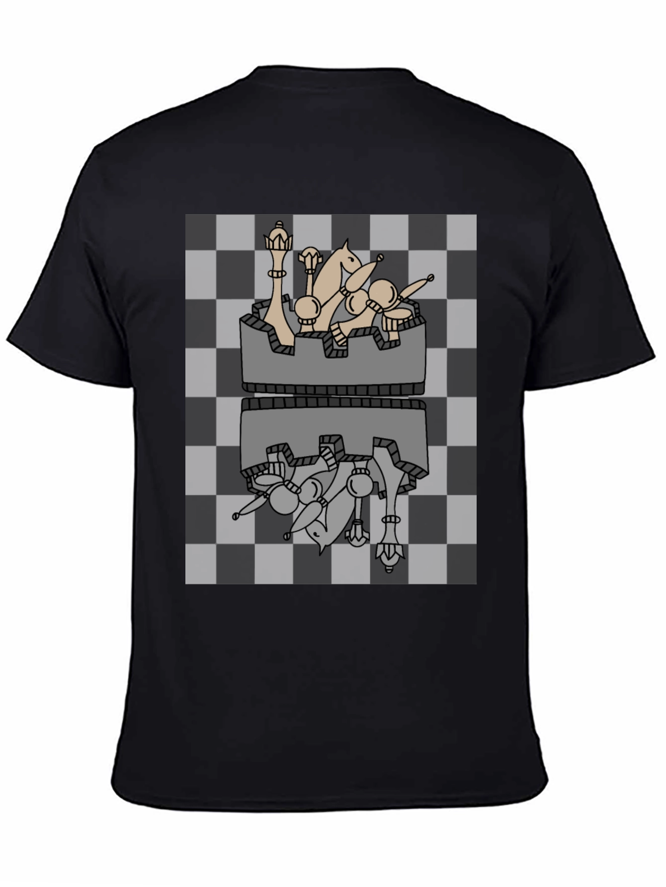 Chess Piece Reflection Graphic Tee - Black