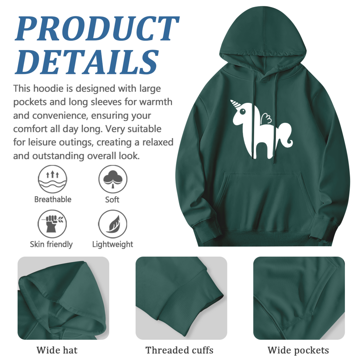 Forest Green Unicorn Hoodie