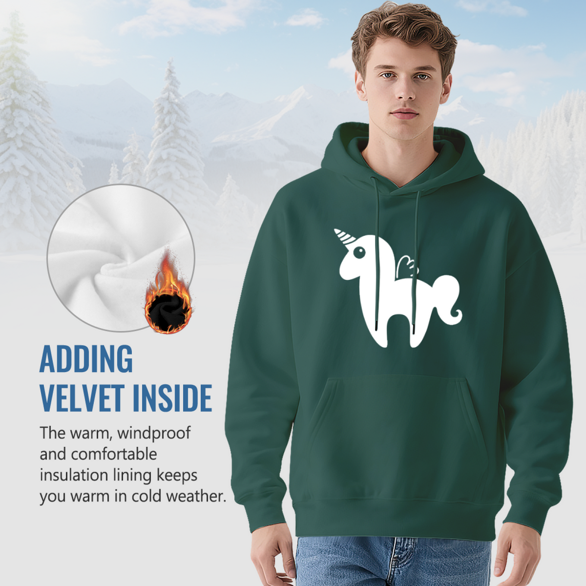 Forest Green Unicorn Hoodie