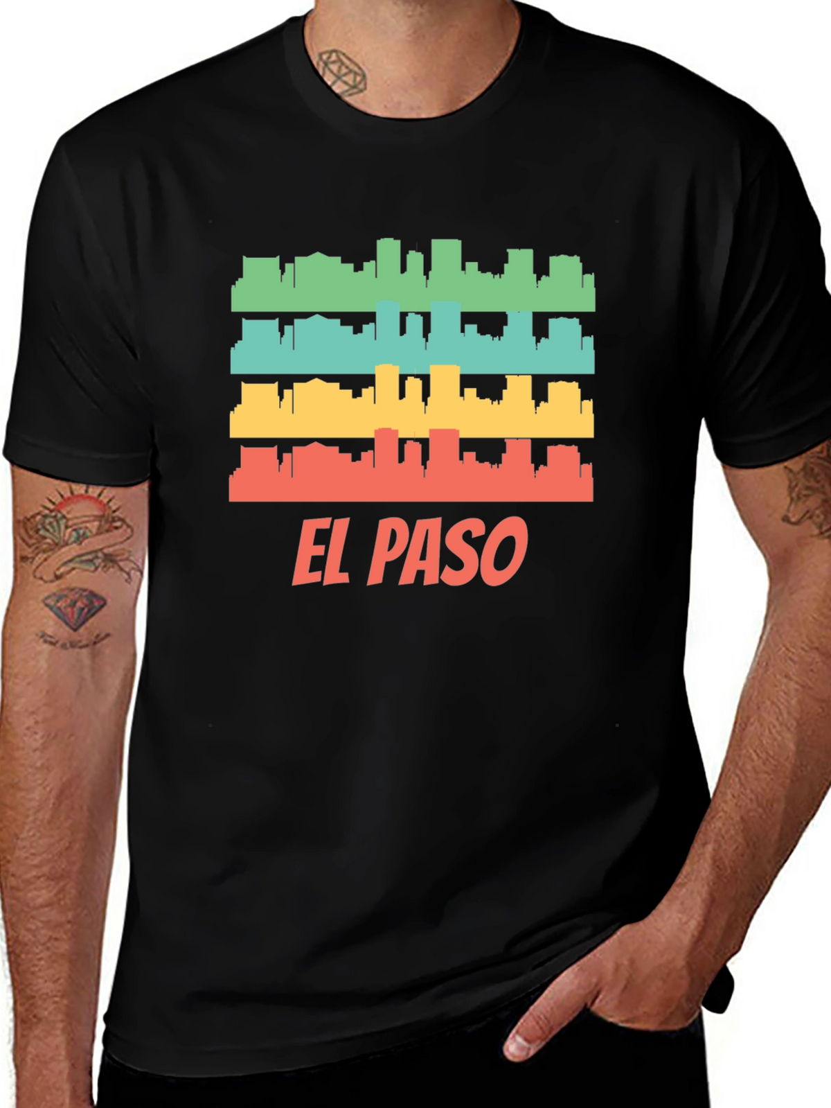 El Paso Retro Skyline Mens T-Shirt