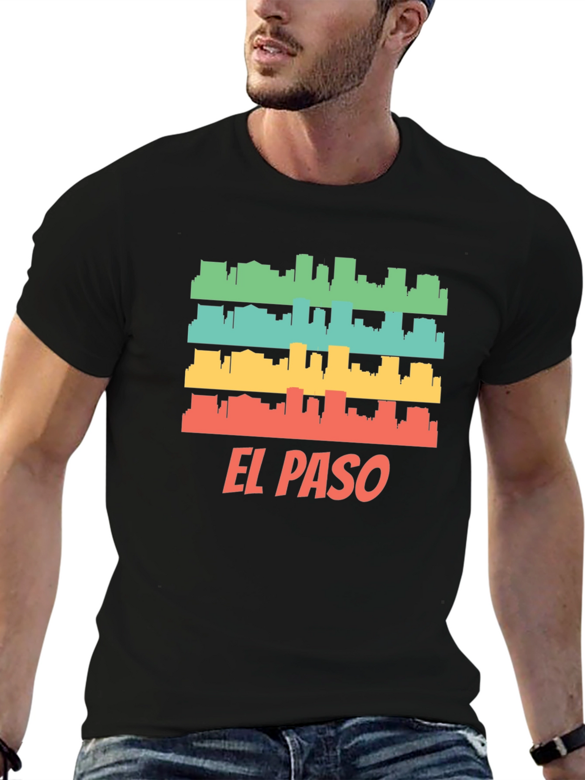 El Paso Retro Skyline Mens T-Shirt