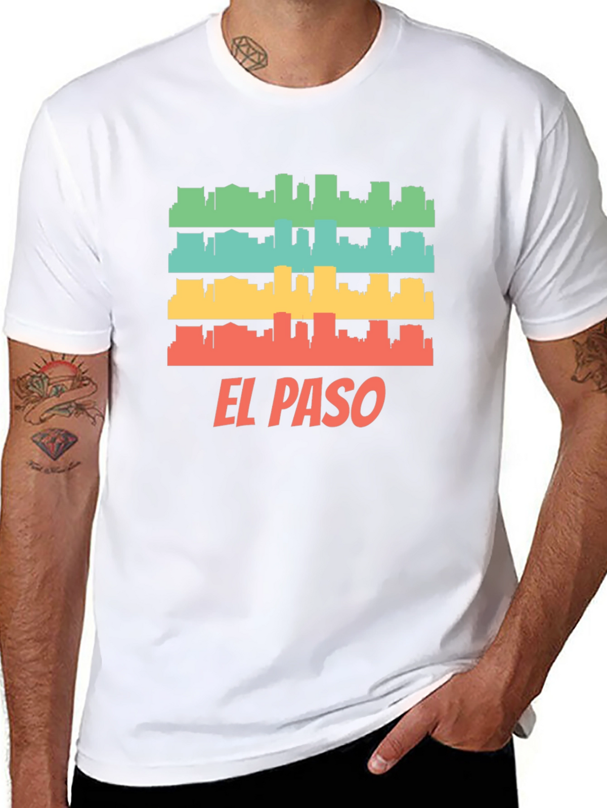 El Paso Retro Skyline Mens T-Shirt