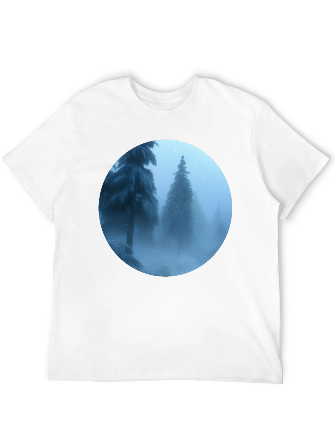 Winter Forest Scene Black T-Shirt