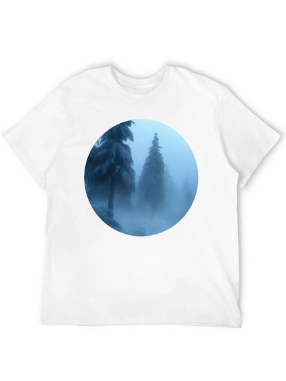 Winter Forest Scene Black T-Shirt