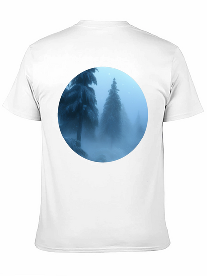 Winter Forest Scene Black T-Shirt