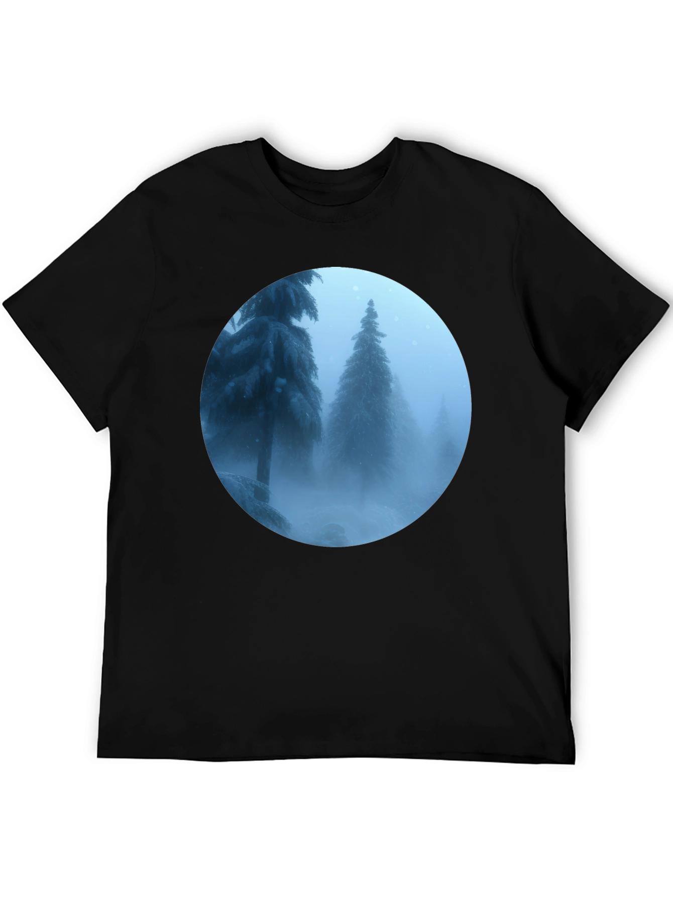 Winter Forest Scene Black T-Shirt