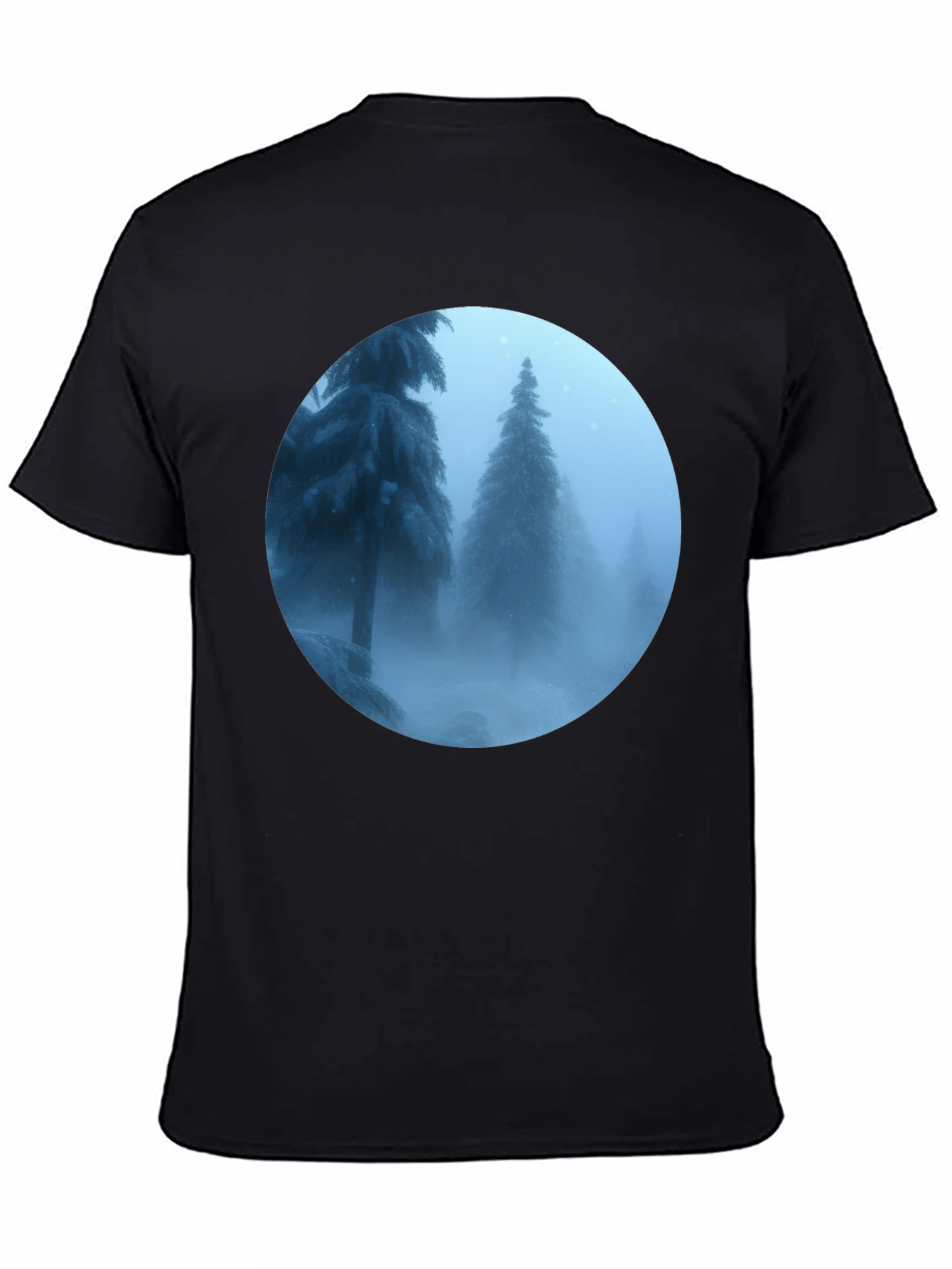Winter Forest Scene Black T-Shirt