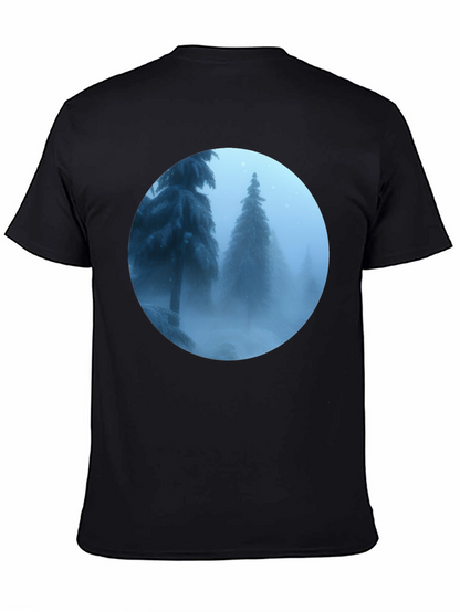 Winter Forest Scene Black T-Shirt