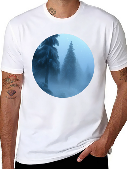 Winter Forest Scene Black T-Shirt