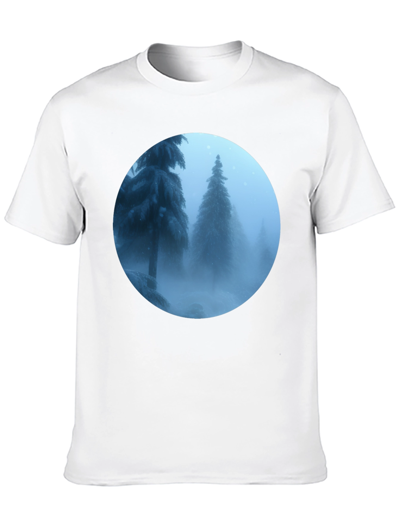 Winter Forest Scene Black T-Shirt