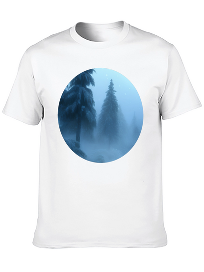 Winter Forest Scene Black T-Shirt