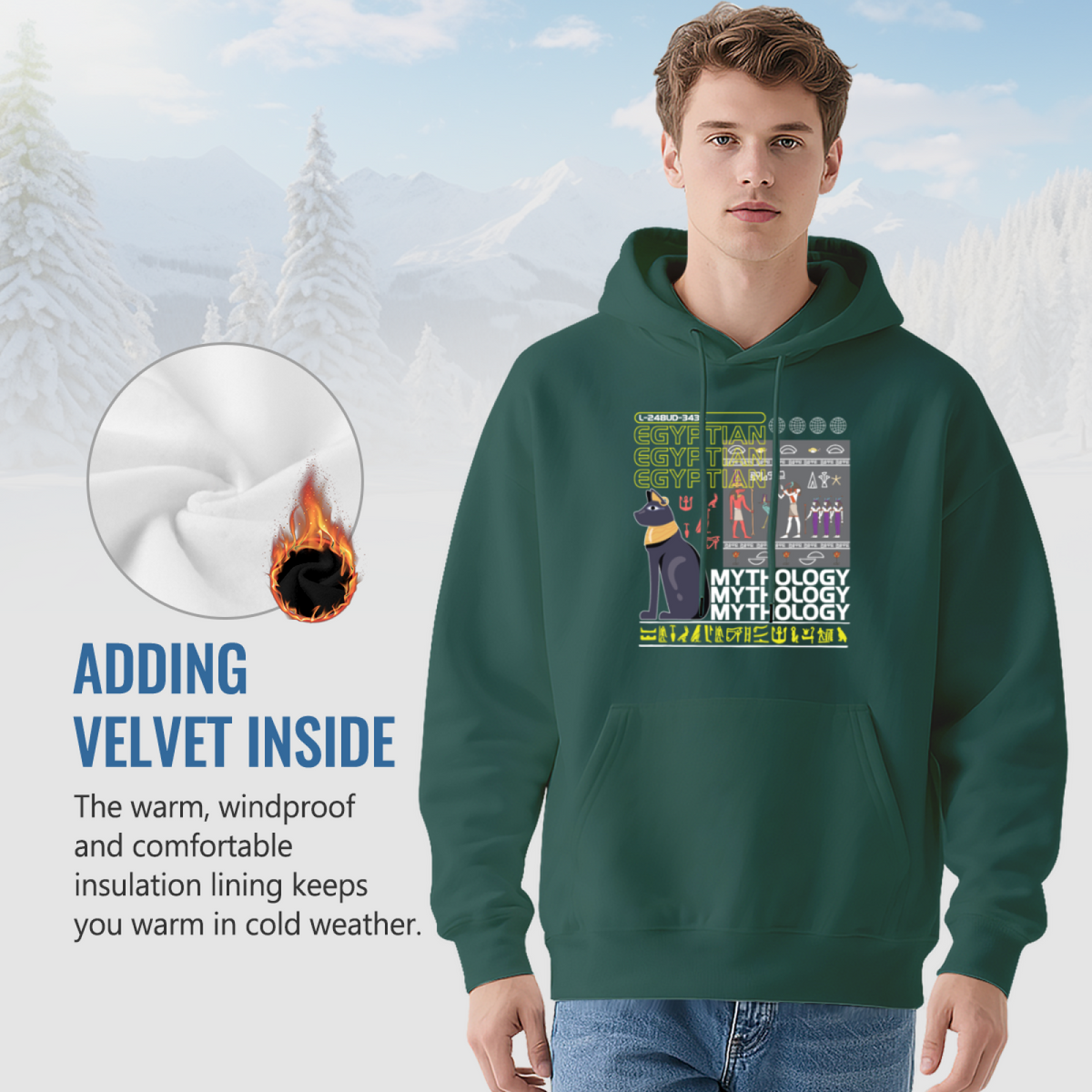 Egyptian Mythology Black Cat Graphic Hoodie