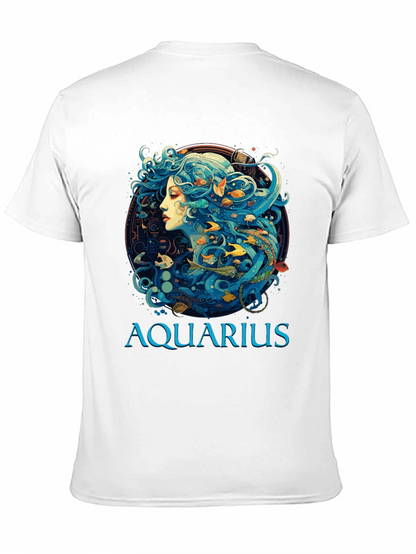Aquarius Zodiac T-Shirt Black Cotton Tee