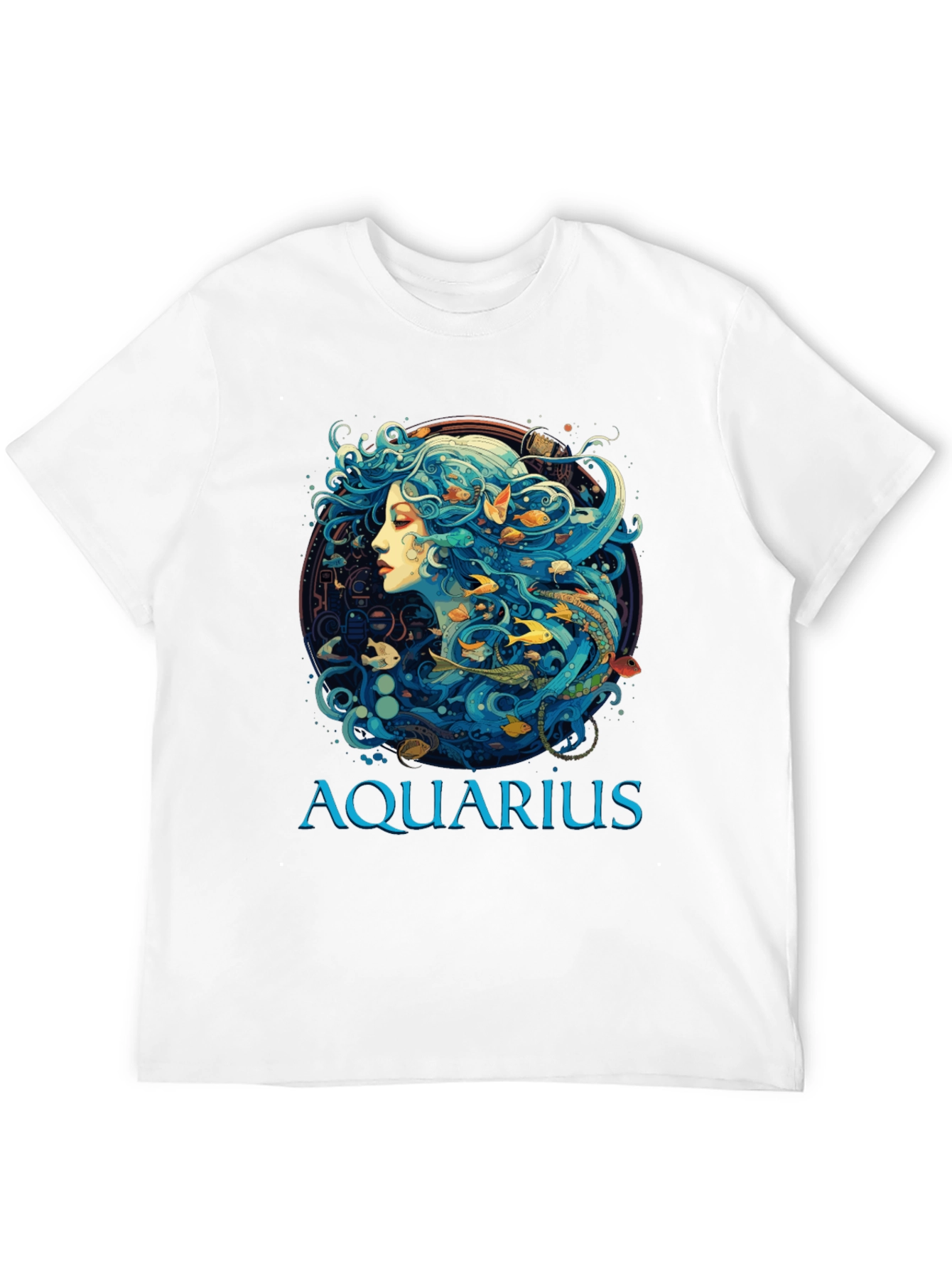 Aquarius Zodiac T-Shirt Black Cotton Tee