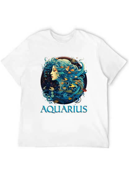 Aquarius Zodiac T-Shirt Black Cotton Tee