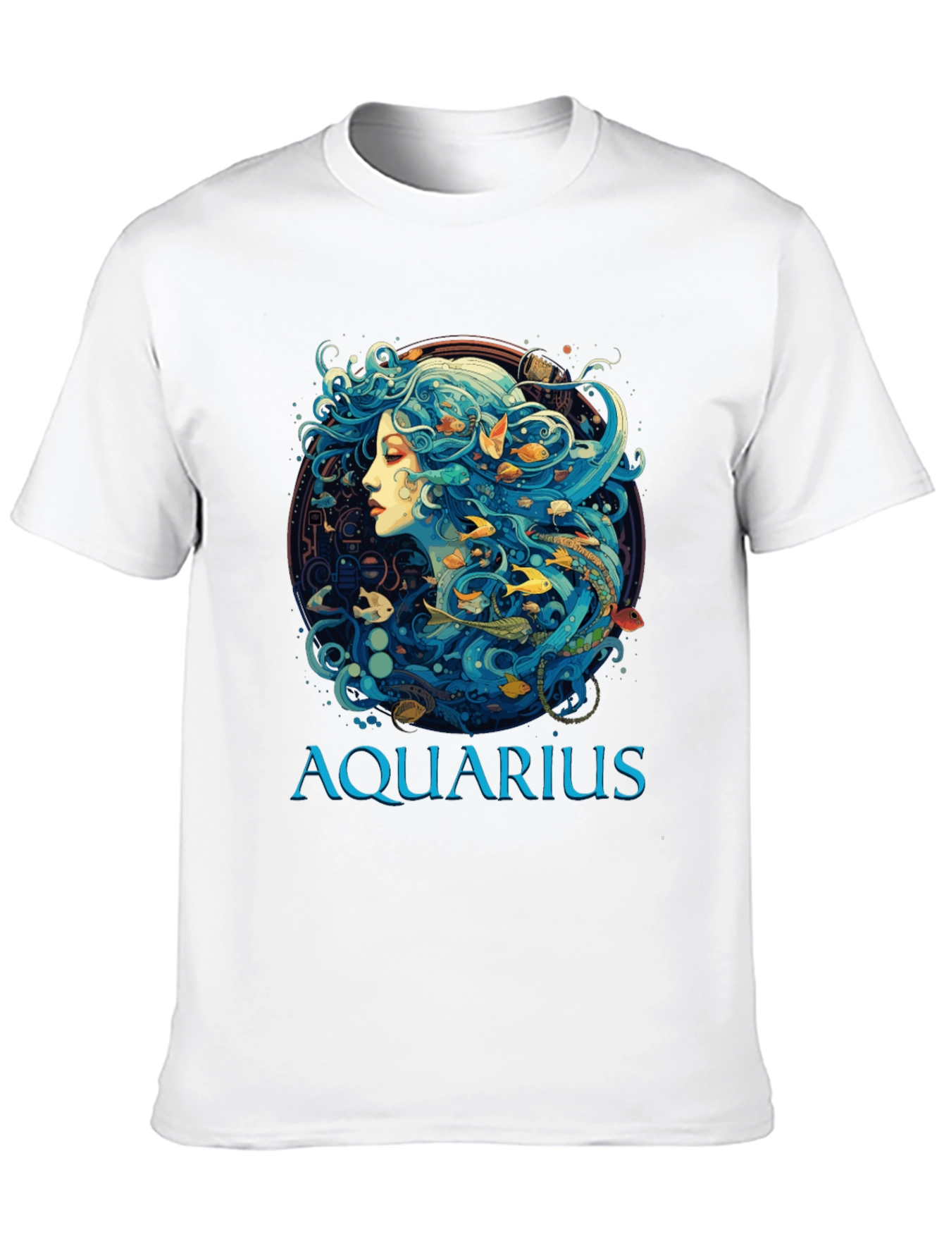 Aquarius Zodiac T-Shirt Black Cotton Tee