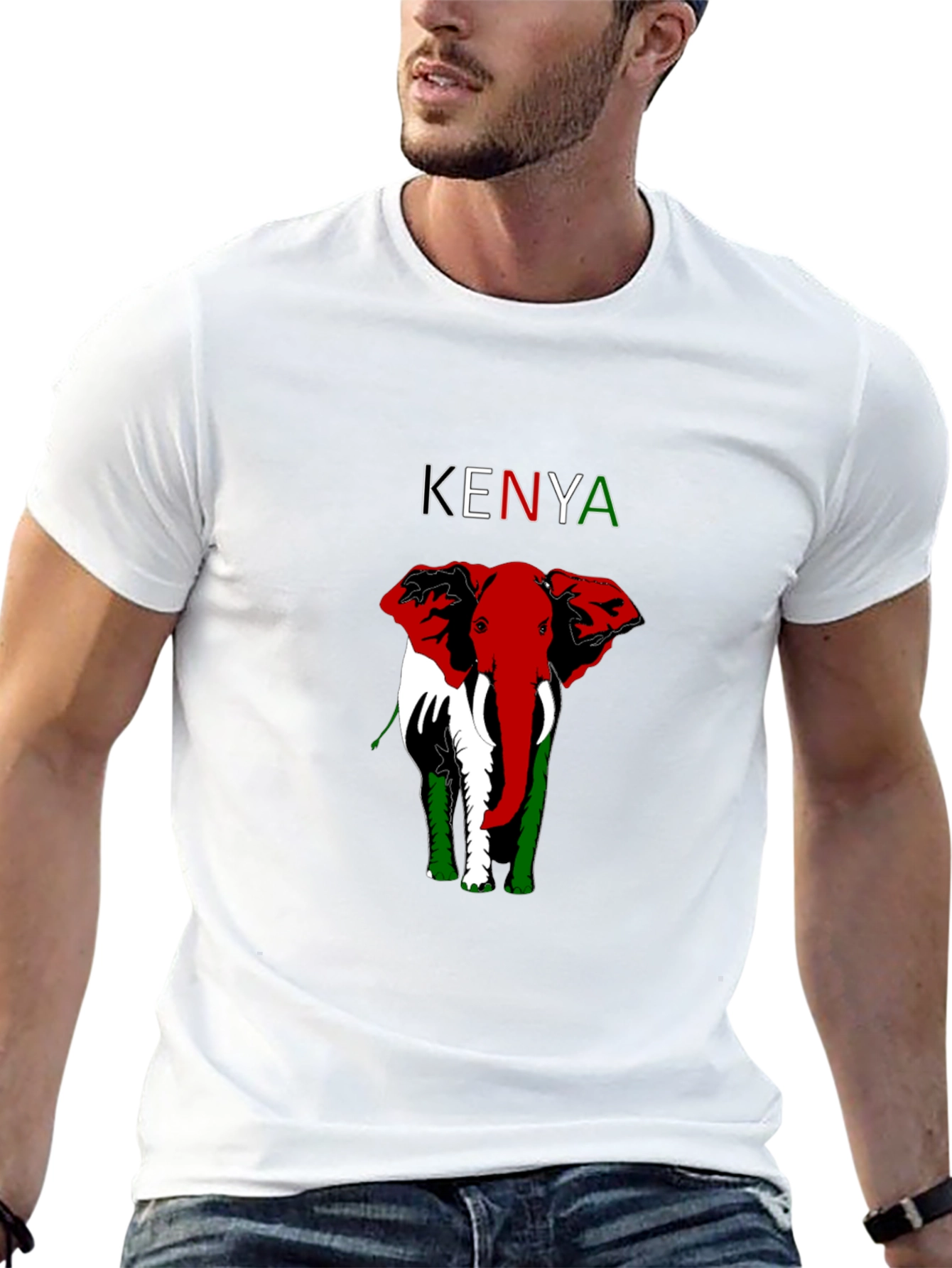 Kenya Elephant T-Shirt - Patriotic Design