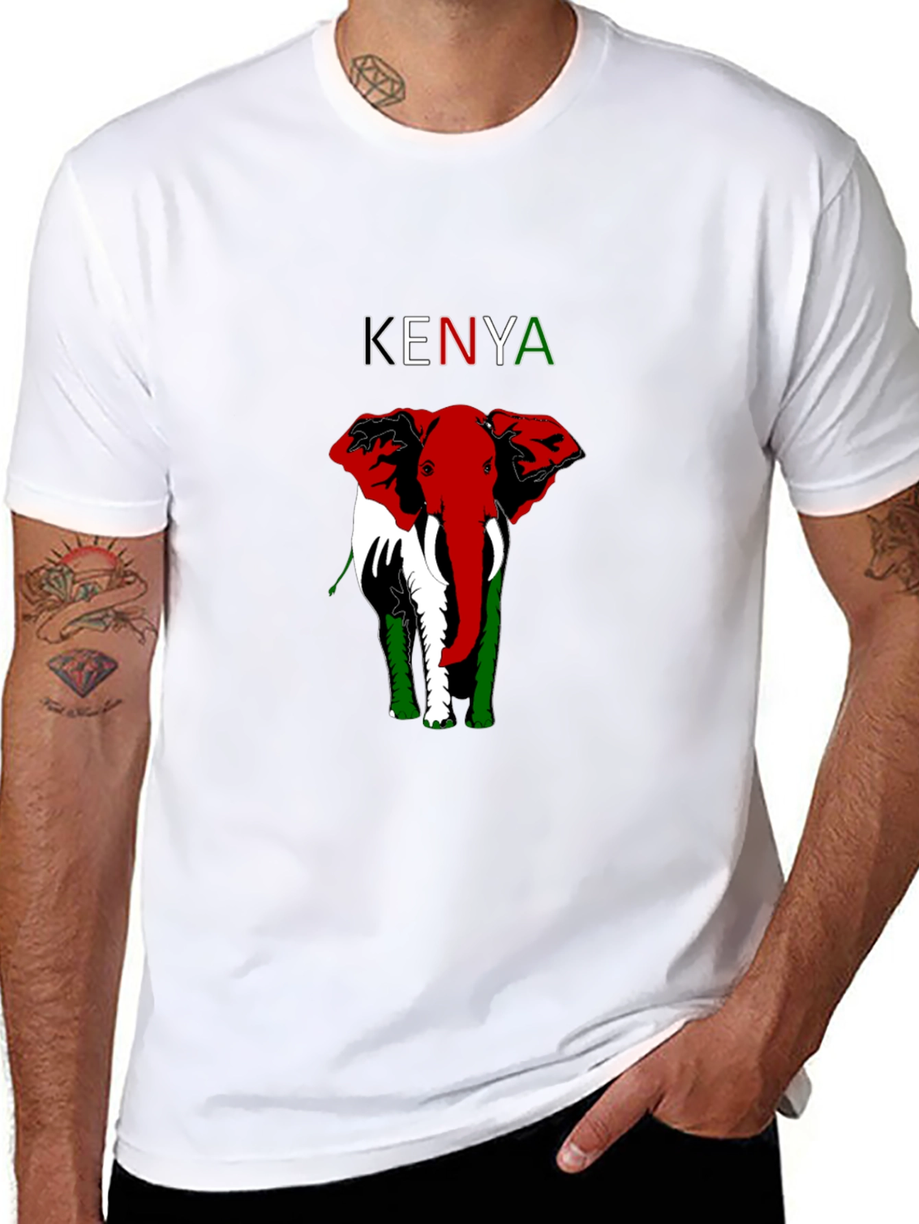 Kenya Elephant T-Shirt - Patriotic Design