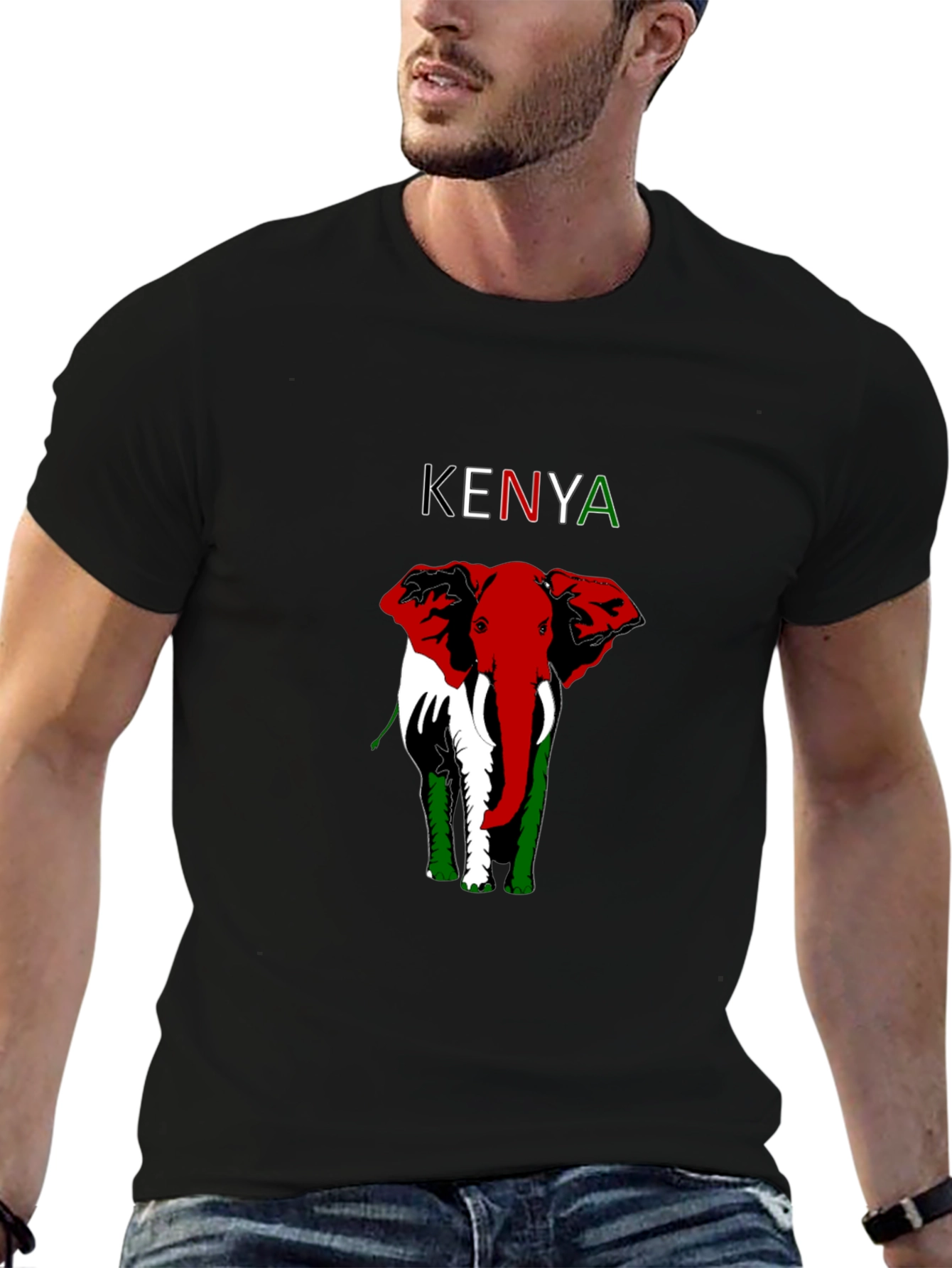 Kenya Elephant T-Shirt - Patriotic Design