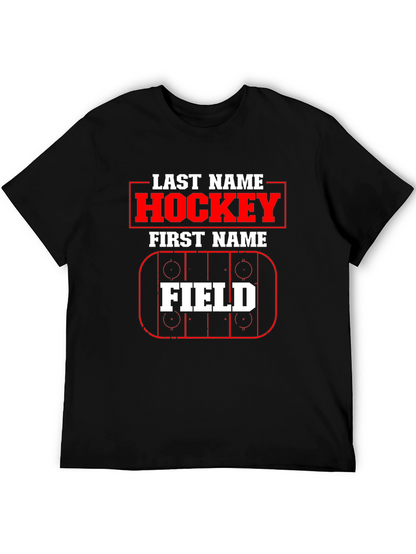 Hockey Last Name First Name Field T-Shirt
