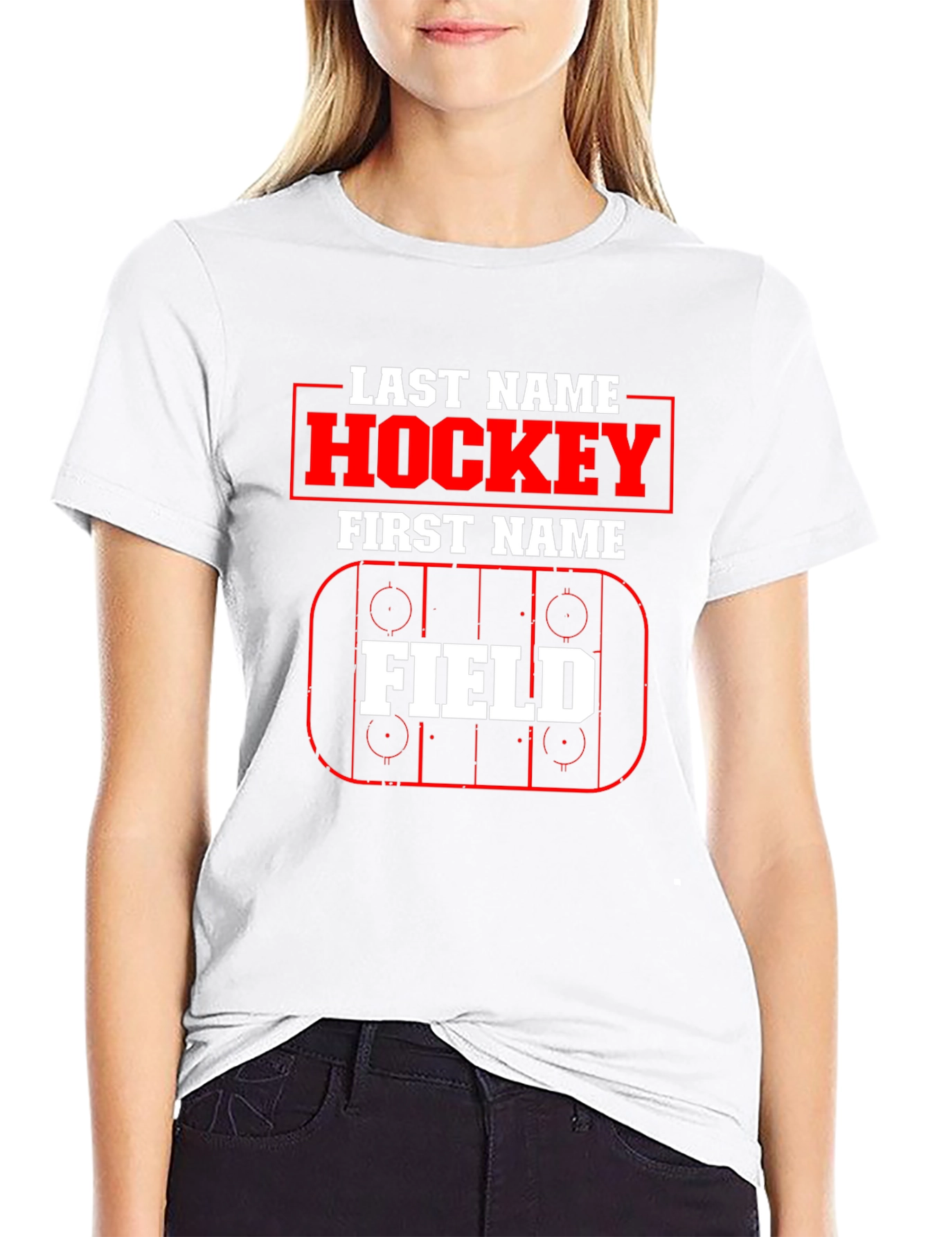 Hockey Last Name First Name Field T-Shirt