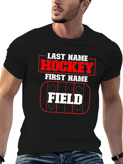 Hockey Last Name First Name Field T-Shirt