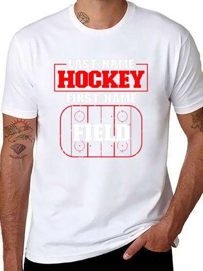 Hockey Last Name First Name Field T-Shirt