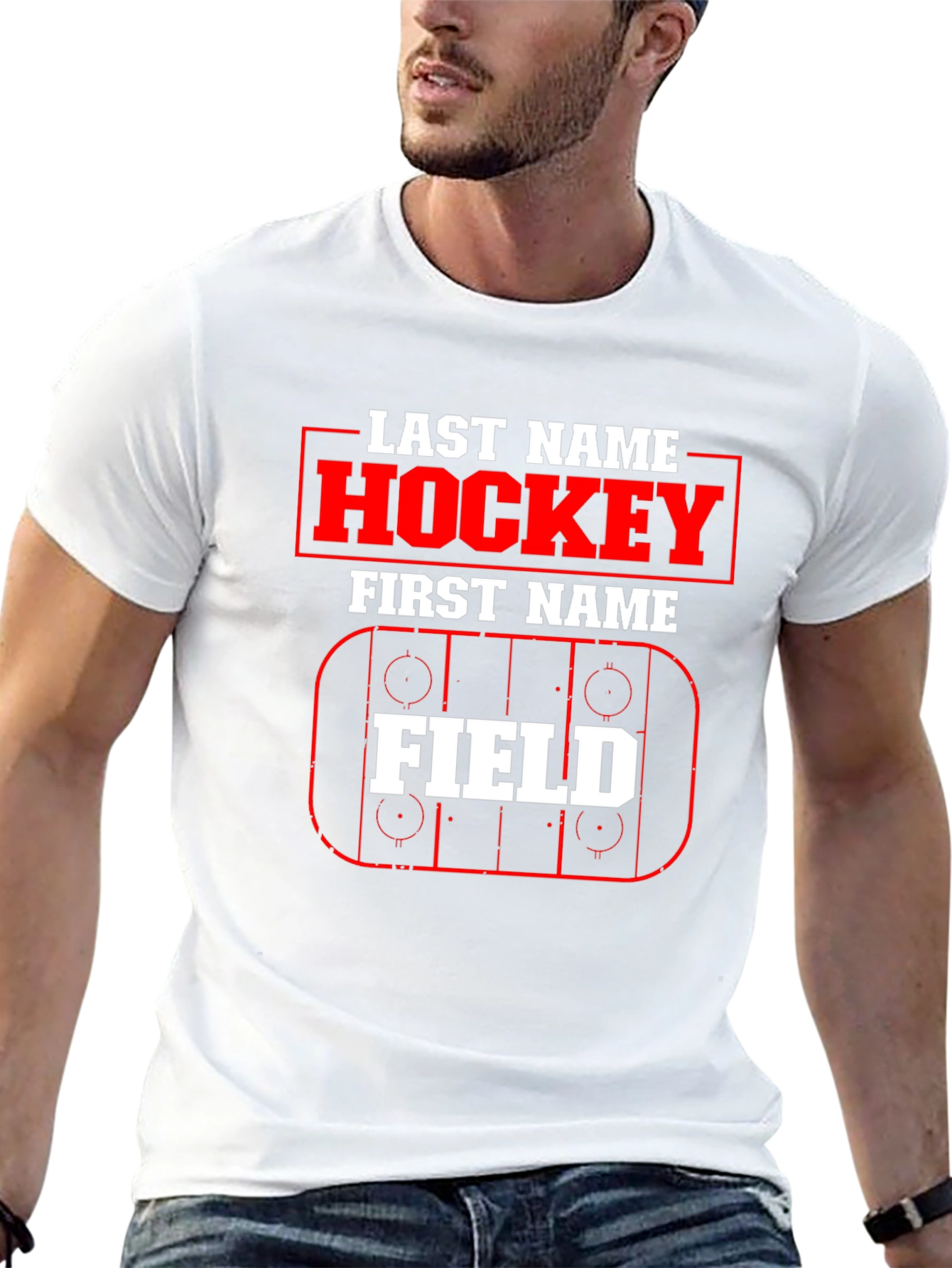 Hockey Last Name First Name Field T-Shirt