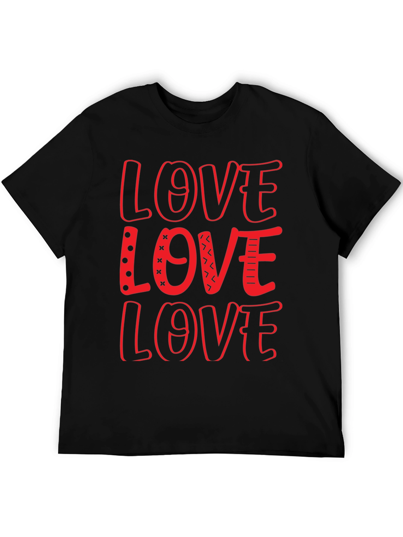 Love Design Black Crew Neck T-Shirt