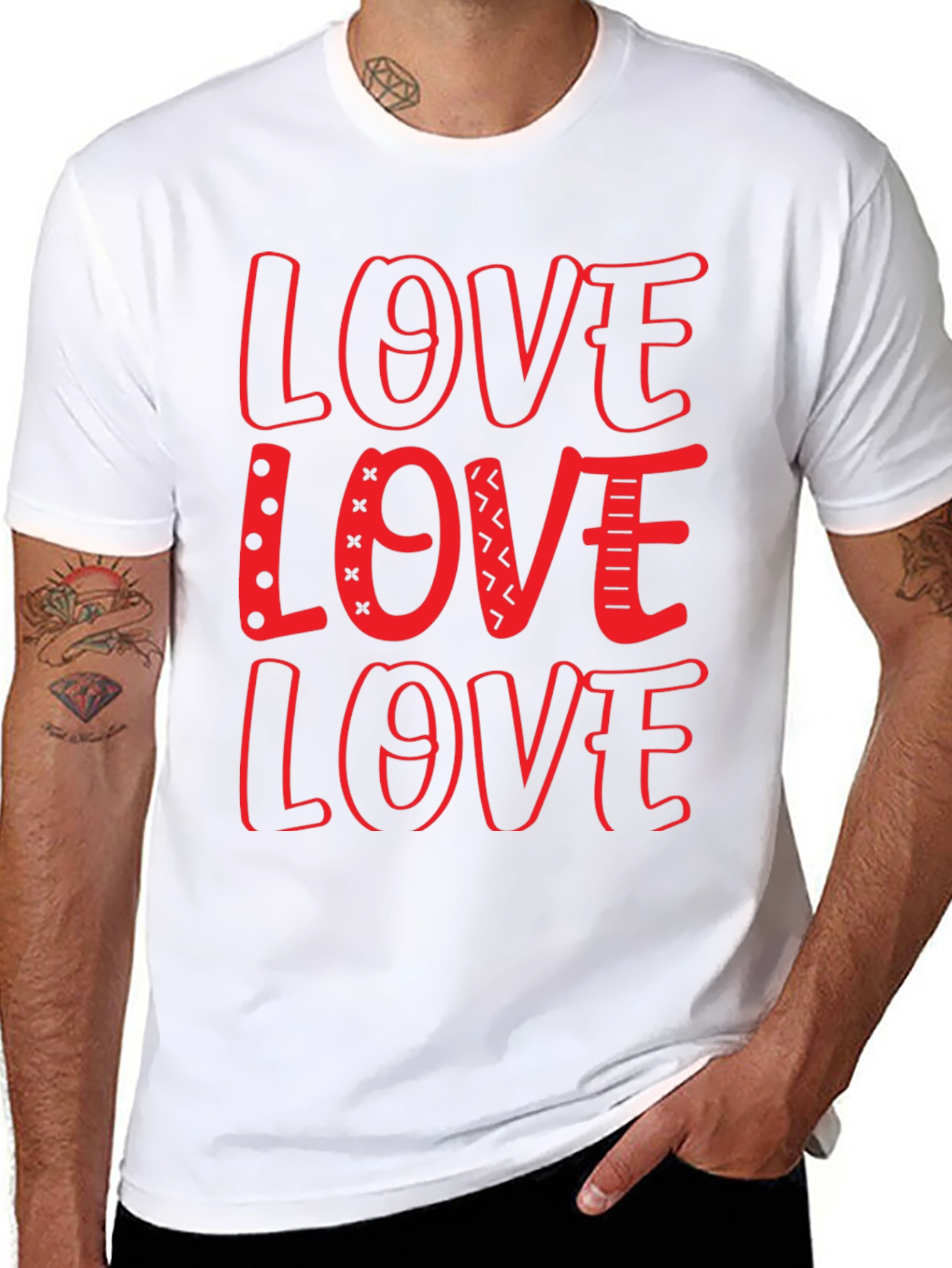 Love Design Black Crew Neck T-Shirt
