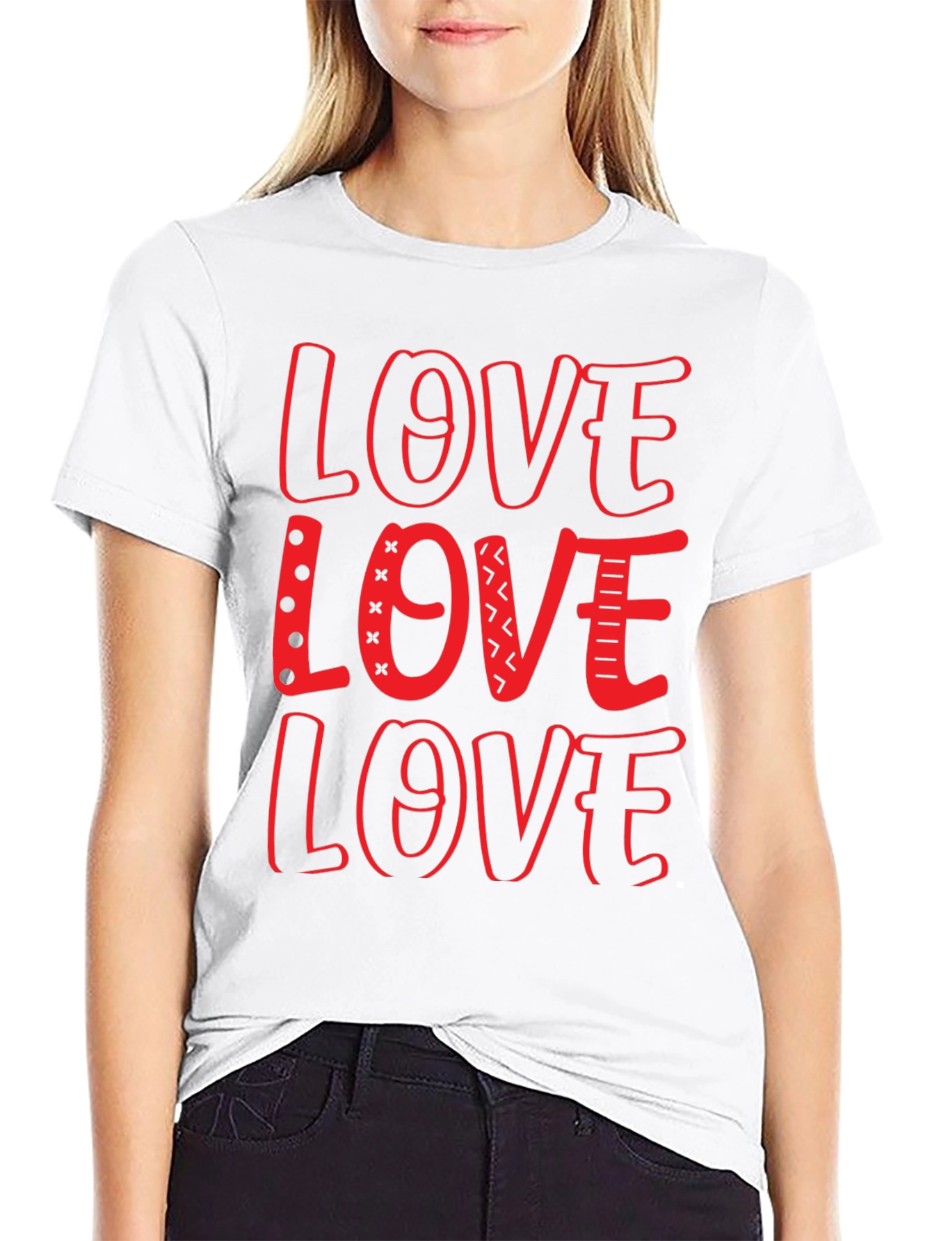 Love Design Black Crew Neck T-Shirt