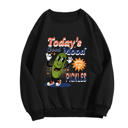 Today's Good Mood" Pickle Character Graphic Crewneck
