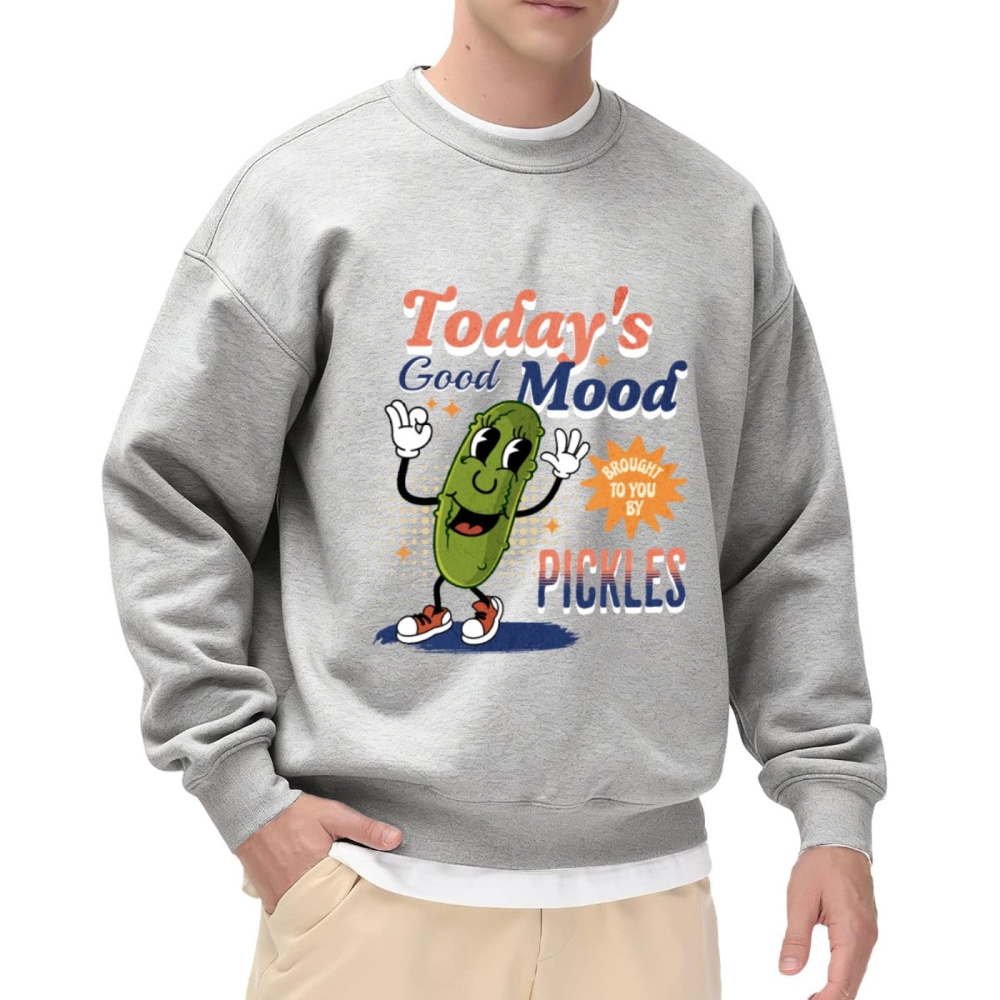 Today's Good Mood" Pickle Character Graphic Crewneck