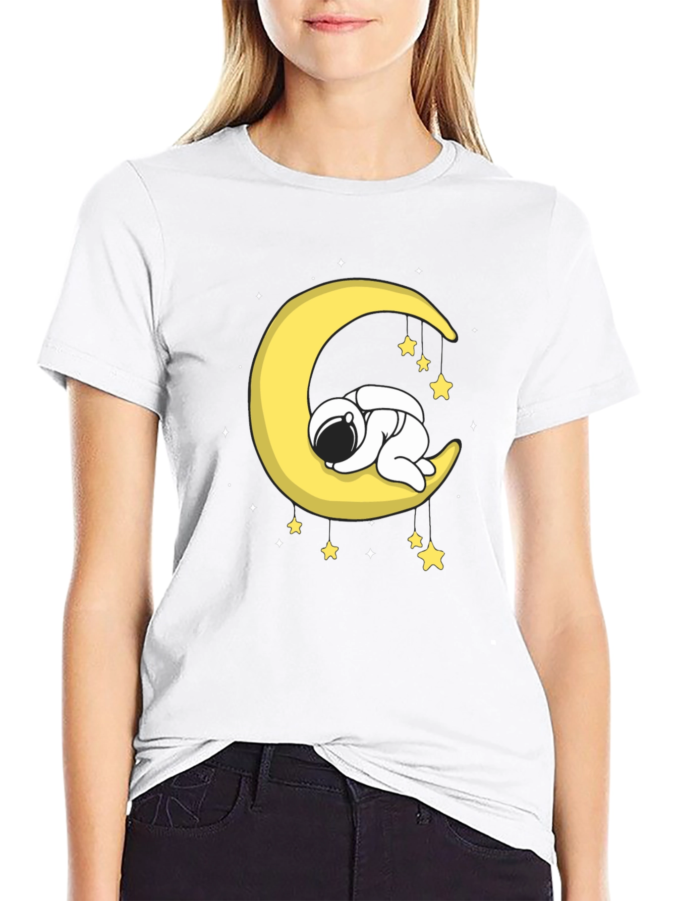 Astronaut Sleeping on Moon Graphic T-Shirt