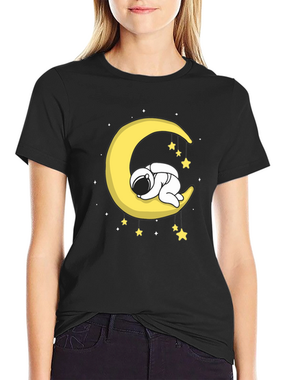 Astronaut Sleeping on Moon Graphic T-Shirt