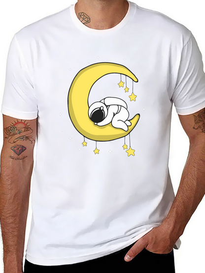 Astronaut Sleeping on Moon Graphic T-Shirt